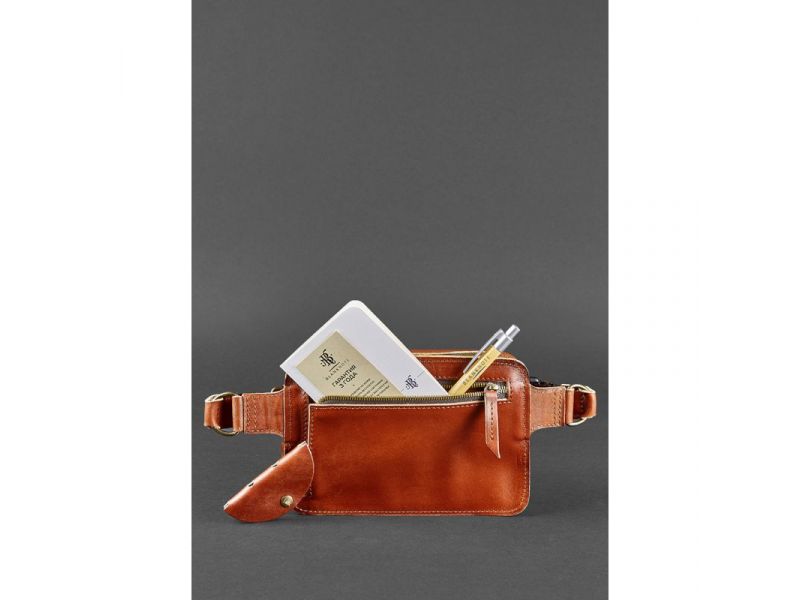 Кожаная поясная сумка Dropbag Mini светло-коричневая, фото 5