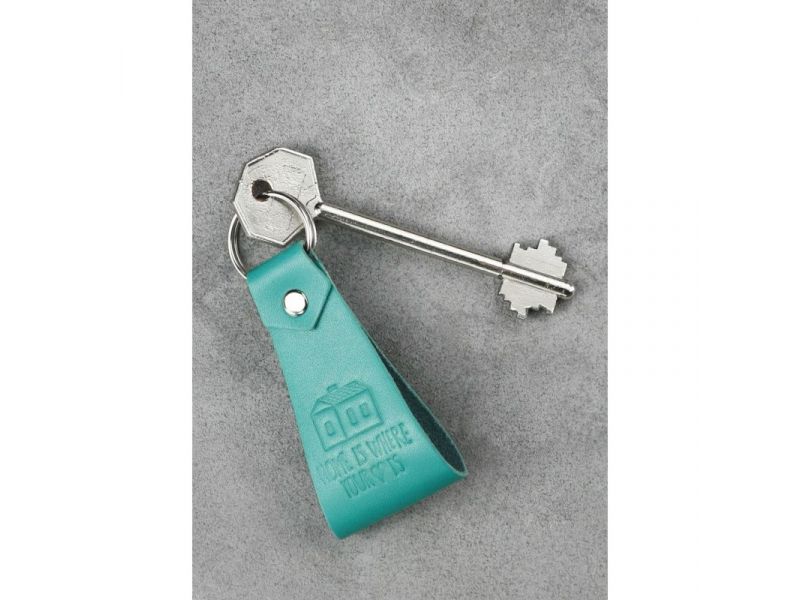 Женский кожаный брелок бирюзовый, фото 3