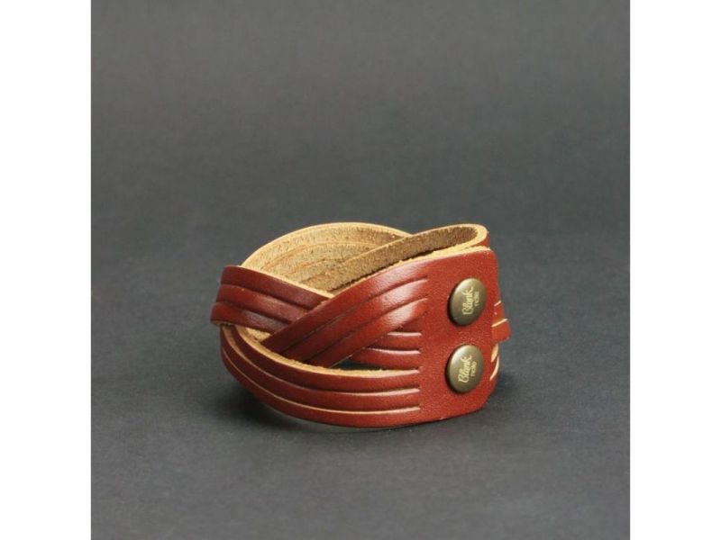 Кожаный браслет косичка светло-коричневый, фото 3