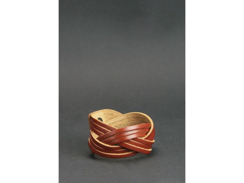 Кожаный браслет косичка светло-коричневый, фото 2