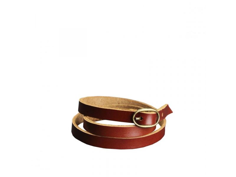 Кожаный браслет лента с пряжкой светло-коричневый, фото 3