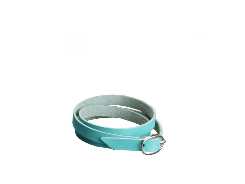 Женский кожаный браслет лента с пряжкой бирюзовый, фото 3