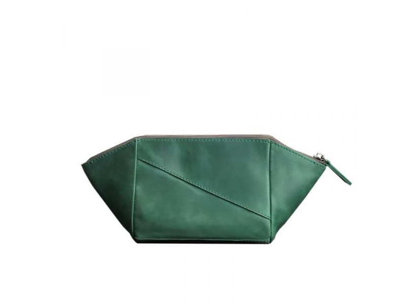 Женская кожаная косметичка 2.0 зеленая Crazy Horse, фото 7
