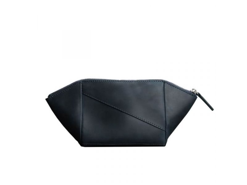 Женская кожаная косметичка 2.0 синяя Crazy Horse, фото 6