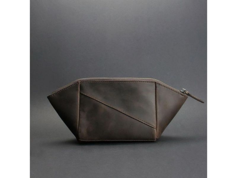 Женская кожаная косметичка 2.0 темно-коричневый Crazy Horse, фото 5