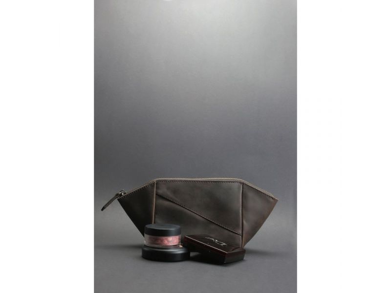 Женская кожаная косметичка 2.0 темно-коричневый Crazy Horse, фото 3