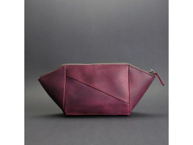 Женская кожаная косметичка 2.0 бордовая Crazy Horse, фото 5