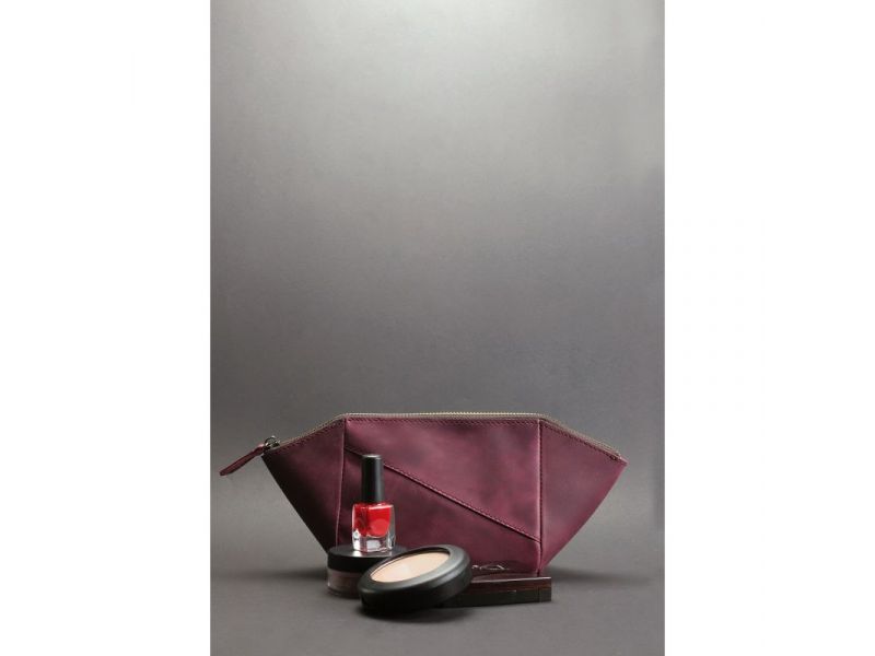 Женская кожаная косметичка 2.0 бордовая Crazy Horse, фото 3