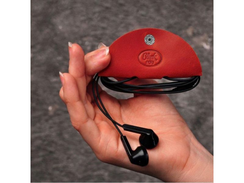 Кожаный холдер для наушников и проводов коралл, фото 3