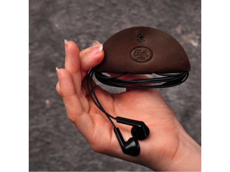 Кожаный холдер для наушников и проводов темно-коричневый, фото 3