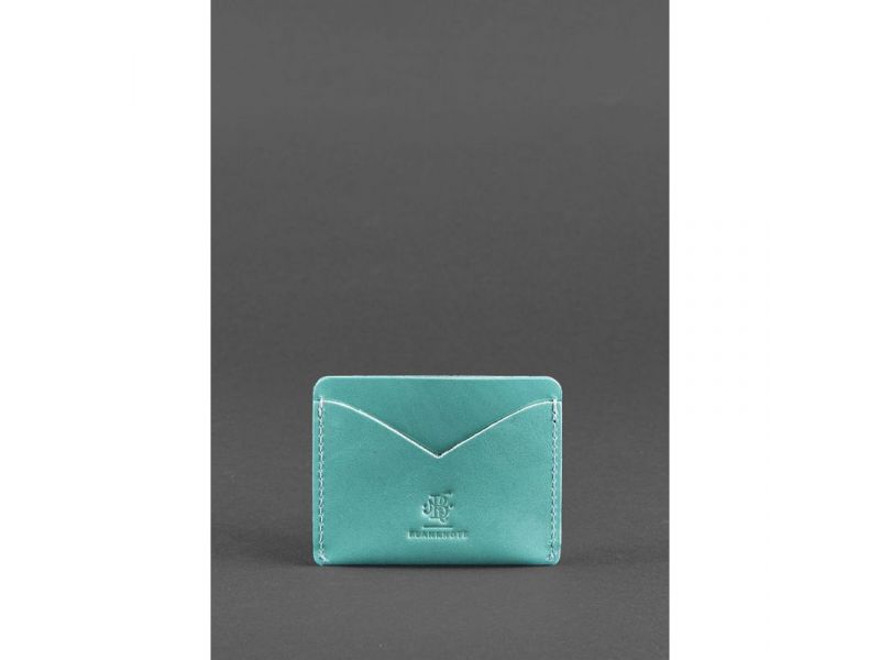 Женская кожаная визитница 5.0 бирюзоая, фото 1