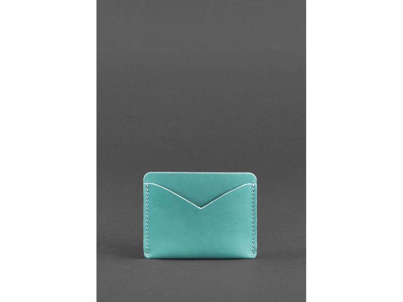 Женская кожаная визитница 5.0 бирюзоая, фото 3