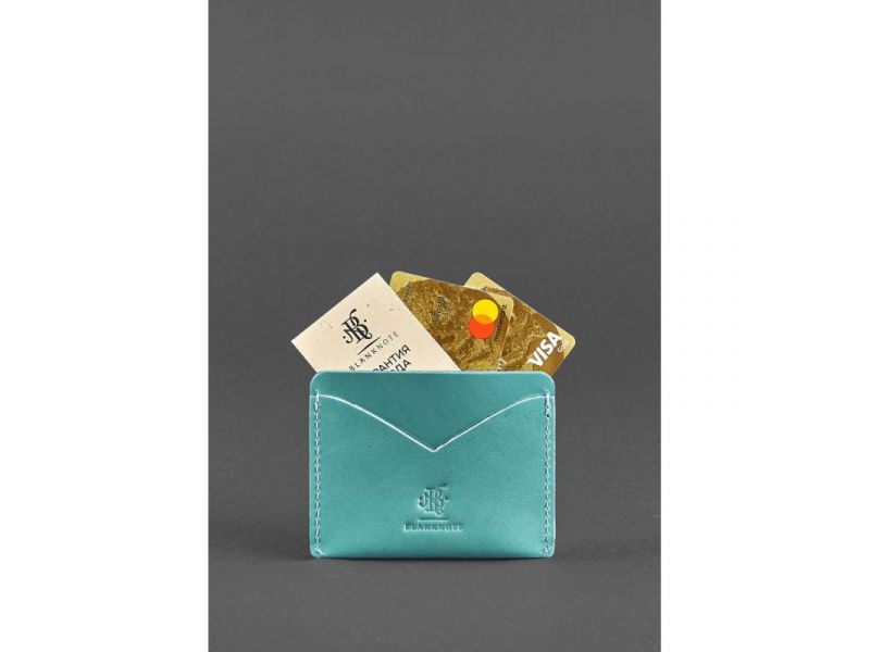 Женская кожаная визитница 5.0 бирюзоая, фото 2