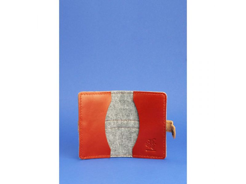 Фетровый кард-кейс (визитница) 6.1 с кожаными коричневыми вставками, фото 3