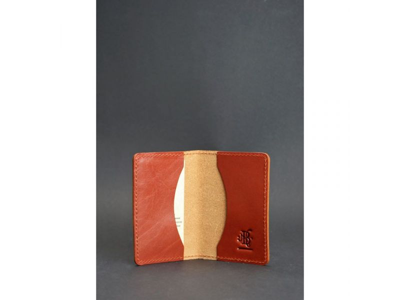 Кожаный кард-кейс (визитница) 6.0 светло-коричневый, фото 3