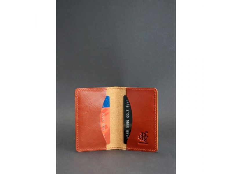 Кожаный кард-кейс (визитница) 6.0 светло-коричневый, фото 2