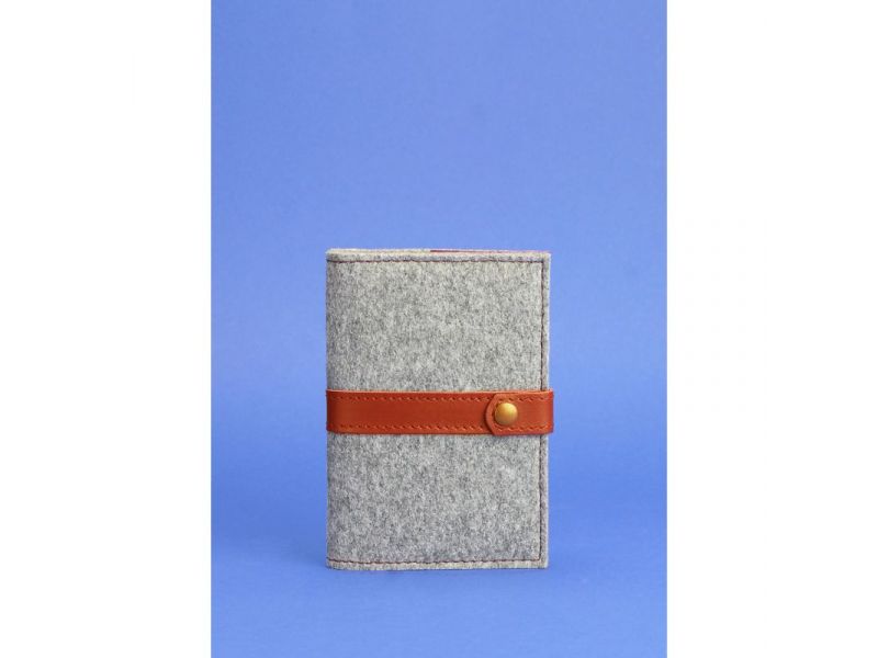 Фетровая обложка для паспорта 1.1 с кожаными коричневыми вставками, фото 1