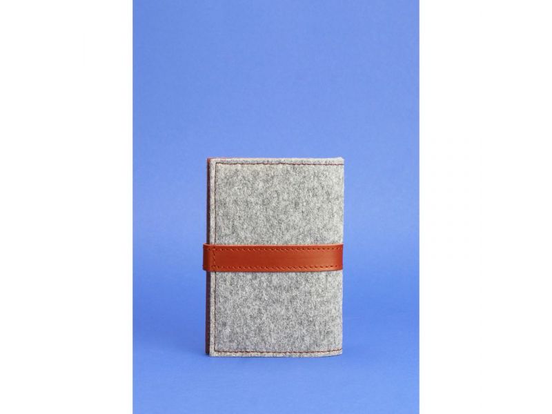 Фетровая обложка для паспорта 1.1 с кожаными коричневыми вставками, фото 4