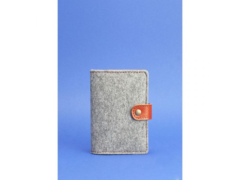 Фетровая обложка для паспорта 3.0 с кожаными коричневыми вставками, фото 1