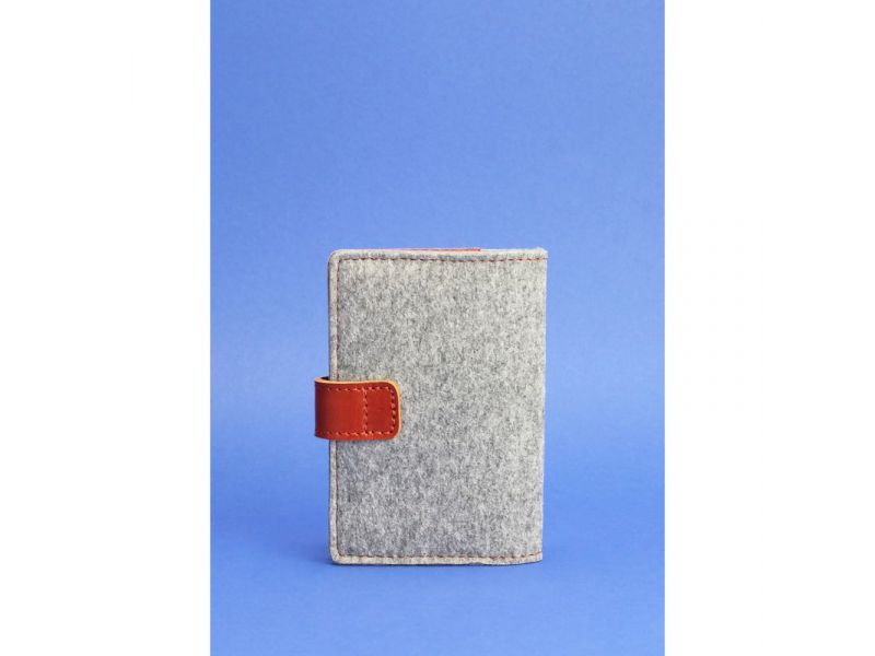 Фетровая обложка для паспорта 3.0 с кожаными коричневыми вставками, фото 4