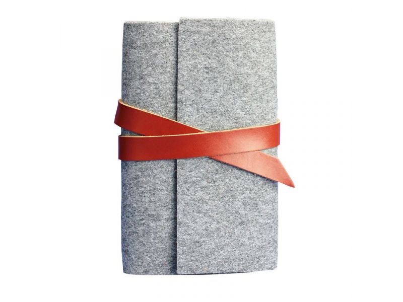 Фетровый блокнот (Софт-бук) 1.0 Фетр с кожаными коричневыми вставками, фото 5