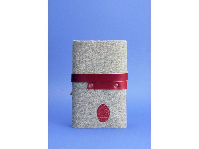 Фетровый женский блокнот (Софт-бук) 1.0 Фетр с кожаными бордовыми вставками, фото 3