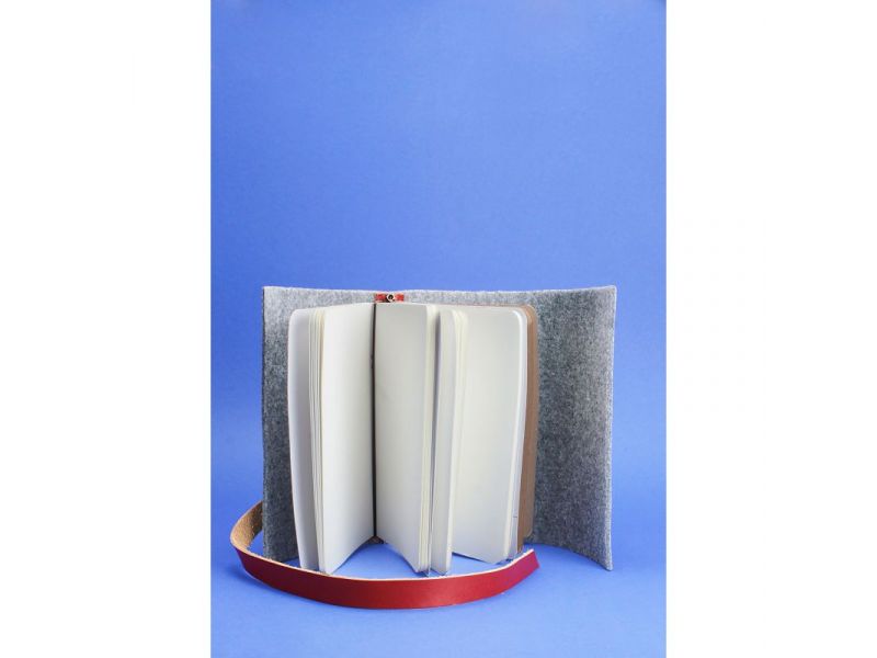 Фетровый женский блокнот (Софт-бук) 1.0 Фетр с кожаными бордовыми вставками, фото 2