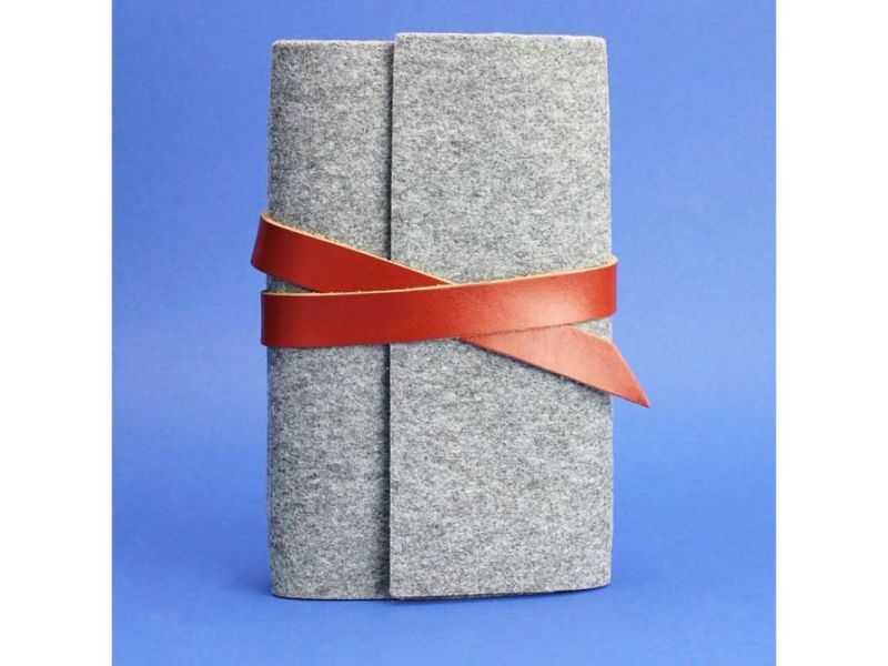 Фетровый блокнот (Софт-бук) 1.0 Фетр с кожаными коричневыми вставками, фото 4