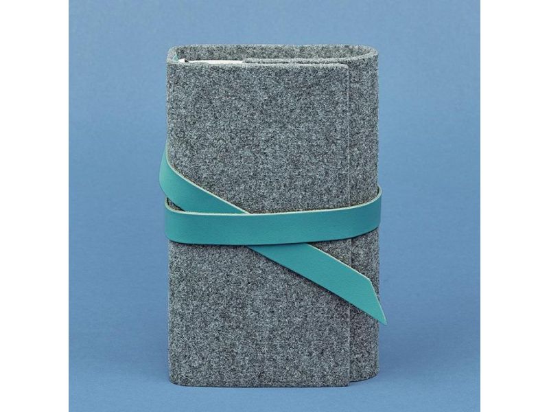 Фетровый женский блокнот (Софт-бук) 1.0 с кожаными бирюзовыми вставками, фото 4