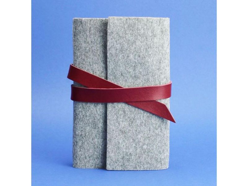 Фетровый женский блокнот (Софт-бук) 1.0 Фетр с кожаными бордовыми вставками, фото 4