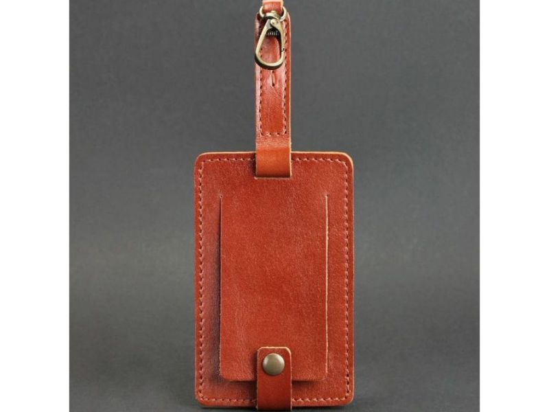 Кожаная бирка для багажа Бланк-тэг светло-коричневая, фото 4