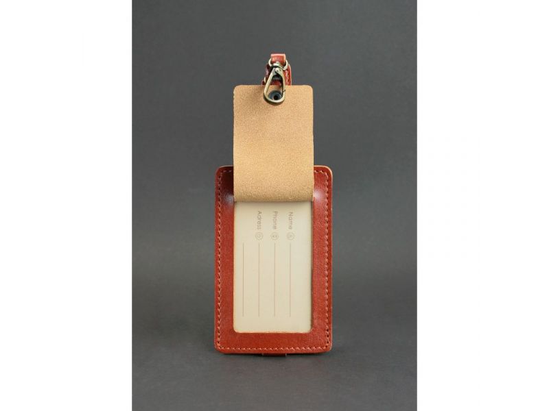 Кожаная бирка для багажа Бланк-тэг светло-коричневая, фото 2