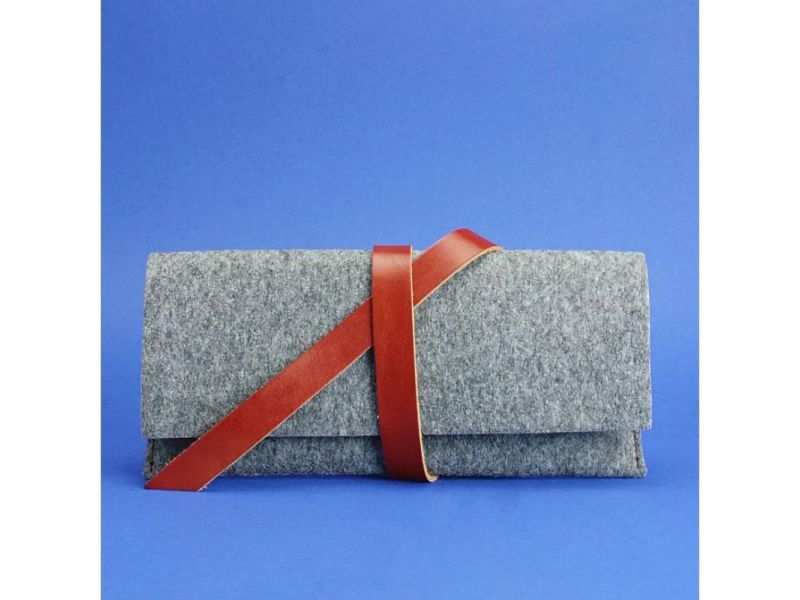 Тревел-кейс 1.0 из фетра с коричневыми кожаными вставками, фото 5