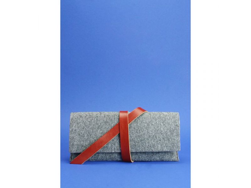 Тревел-кейс 1.0 из фетра с коричневыми кожаными вставками, фото 1