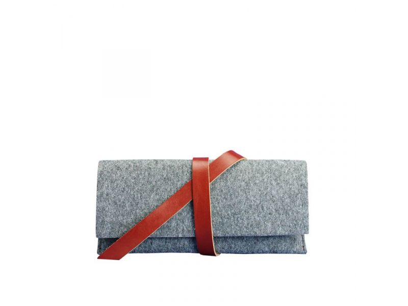 Тревел-кейс 1.0 из фетра с коричневыми кожаными вставками, фото 6