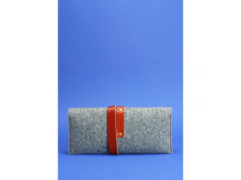 Тревел-кейс 1.0 из фетра с коричневыми кожаными вставками, фото 4