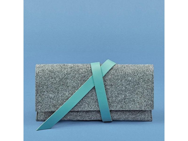 Женский тревел-кейс 1.0 из фетра с кожаными бирюзовыми вставками, фото 4