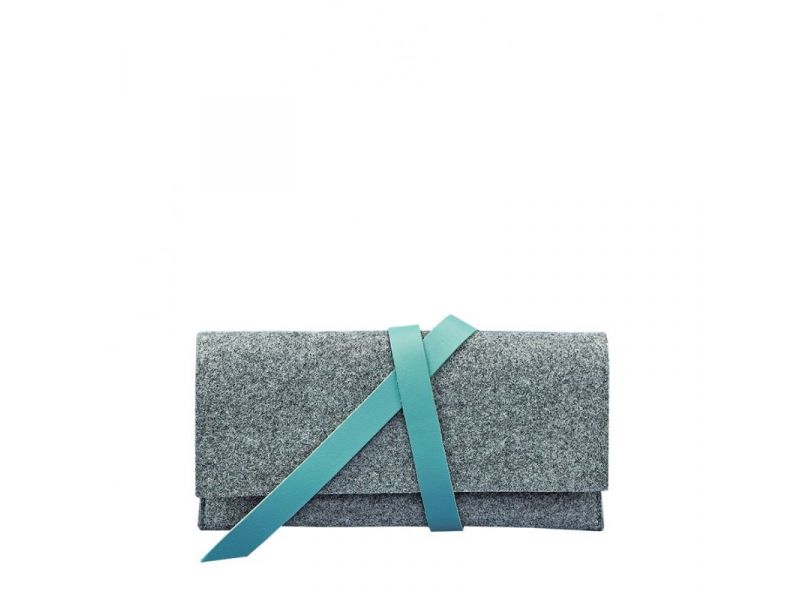 Женский тревел-кейс 1.0 из фетра с кожаными бирюзовыми вставками, фото 5