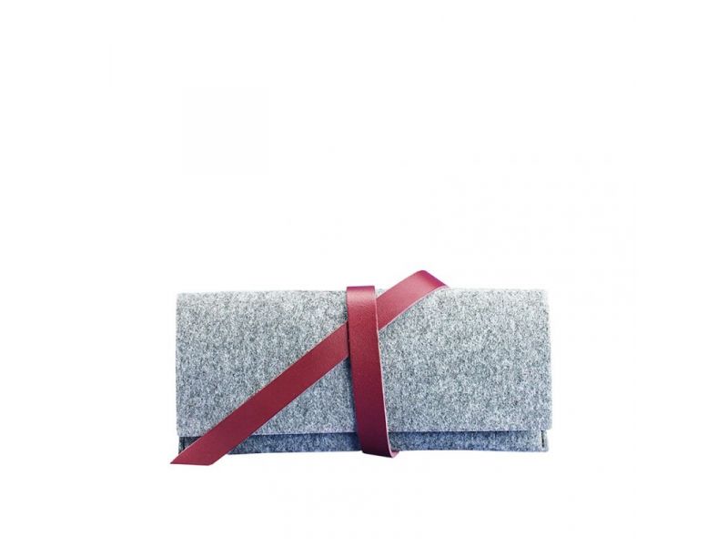 Тревел-кейс женский 1.0 из фетра с кожаными бордовыми вставками, фото 6