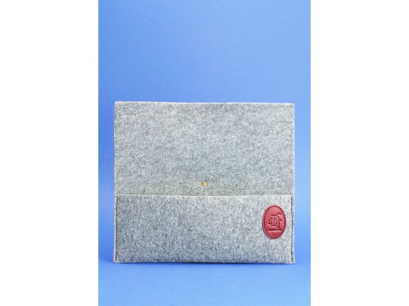 Тревел-кейс женский 1.0 из фетра с кожаными бордовыми вставками, фото 3