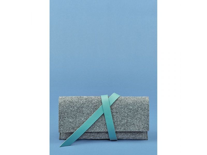 Женский тревел-кейс 1.0 из фетра с кожаными бирюзовыми вставками, фото 1