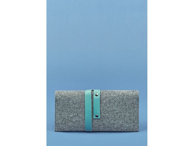 Женский тревел-кейс 1.0 из фетра с кожаными бирюзовыми вставками, фото 3