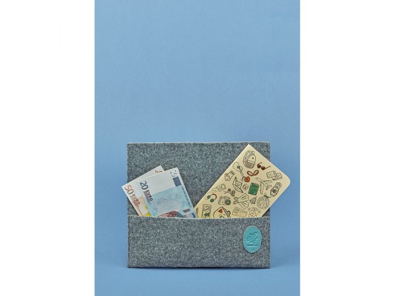 Женский тревел-кейс 1.0 из фетра с кожаными бирюзовыми вставками, фото 2