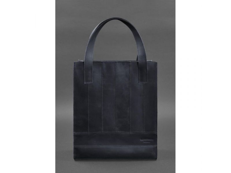 Кожаная женская сумка шоппер Бэтси синяя, фото 2