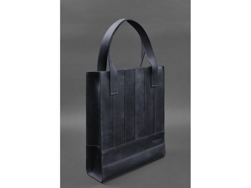 Кожаная женская сумка шоппер Бэтси синяя, фото 3