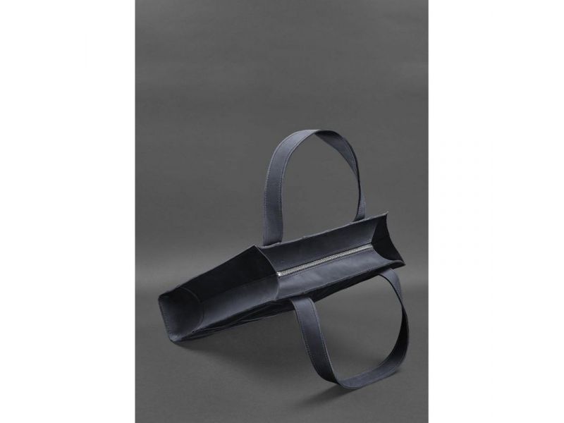 Кожаная женская сумка шоппер Бэтси синяя, фото 4