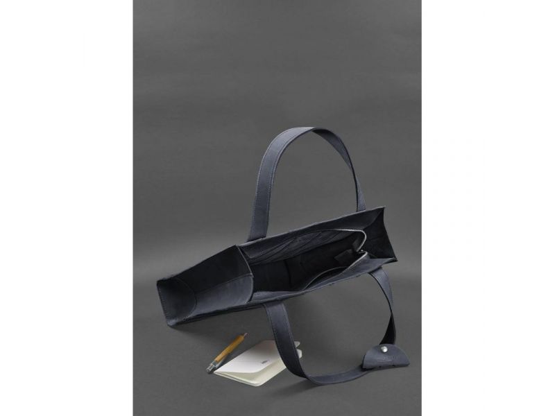 Кожаная женская сумка шоппер Бэтси синяя, фото 5