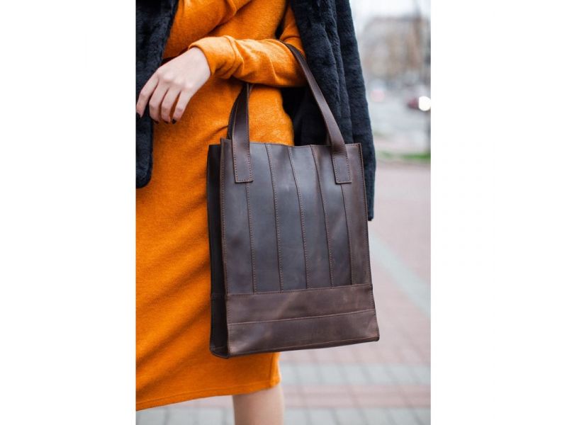 Кожаная женская сумка шоппер Бэтси темно-коричневый Crazy Horse, фото 6