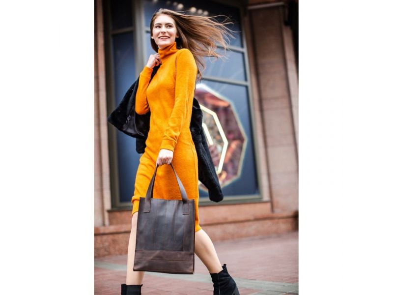 Кожаная женская сумка шоппер Бэтси темно-коричневый Crazy Horse, фото 7