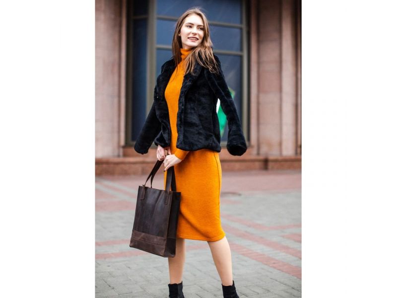 Кожаная женская сумка шоппер Бэтси темно-коричневый Crazy Horse, фото 8